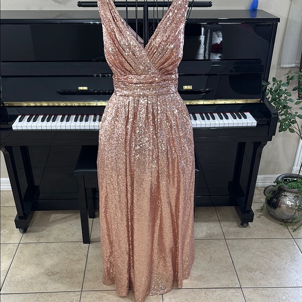 Elegant Rose Gold Sequin Dress